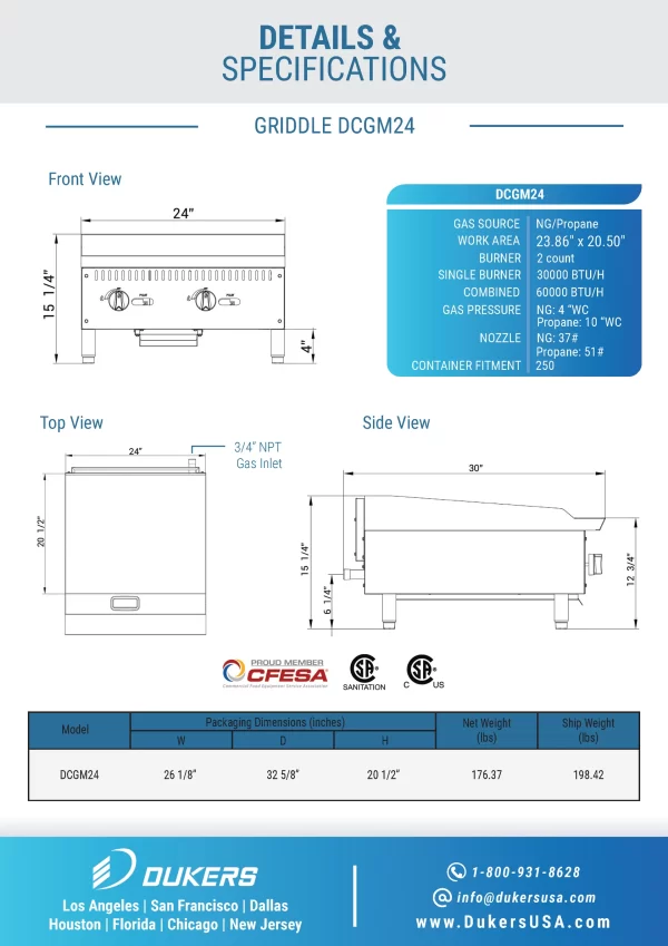NEW 24" Dukers Griddle DCGM24 - Image 4