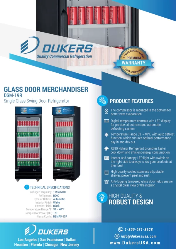 Dukers 1-Door Merchandiser Cooler Refrigerator - Image 5