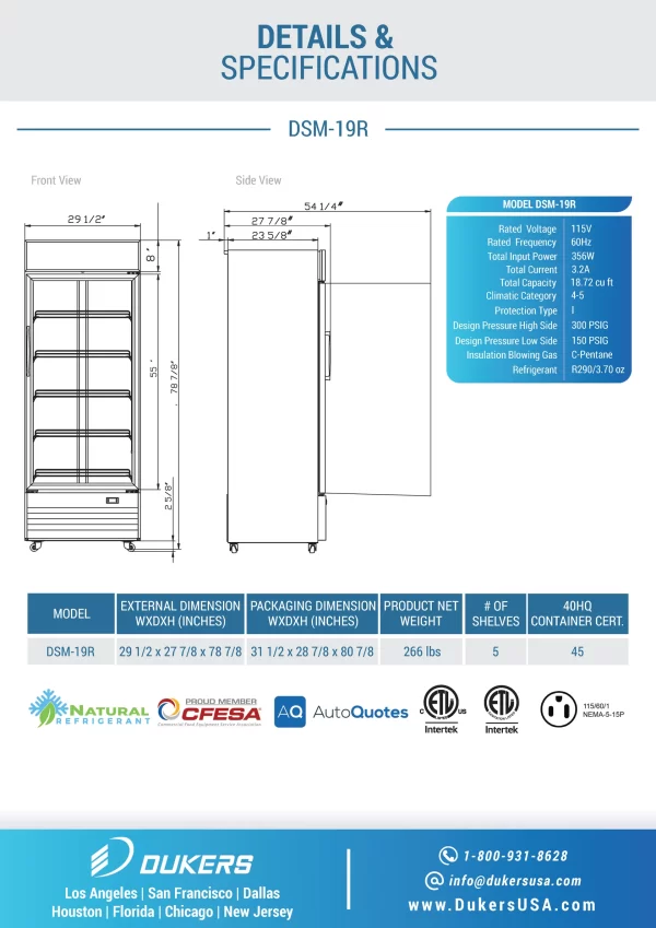 Dukers 1-Door Merchandiser Cooler Refrigerator - Image 6