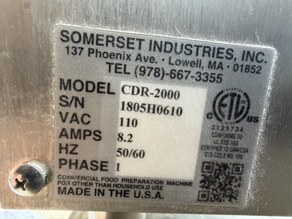 Somerset Dough Sheeter/Roller CDR-2000 - Image 9