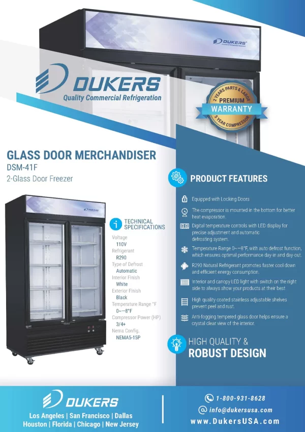 New Dukers 2-Door Freezer Merchandiser DSM-41F - Image 7