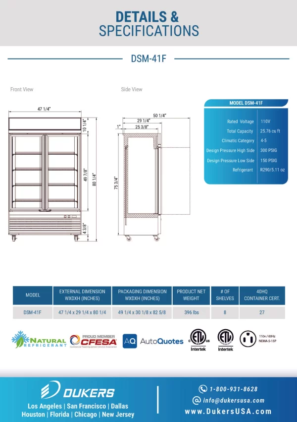 New Dukers 2-Door Freezer Merchandiser DSM-41F - Image 8