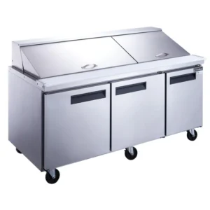 Dukers 72" Commercial Food Prep Table Refrigerator in Stainless Steel with Mega Top DSP72-30M-S3