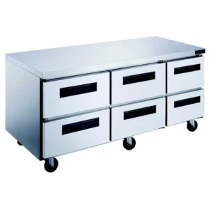 Dukers 72" DUC72R-D6 6-Drawer Undercounter Commercial Refrigerator in Stainless Steel, Mesa de Refrigerador 72"