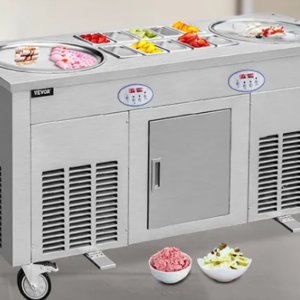 Ice Cream Roll Machine w/ Refrigerated Cabinet, Maquina para Rollitos de Helado
